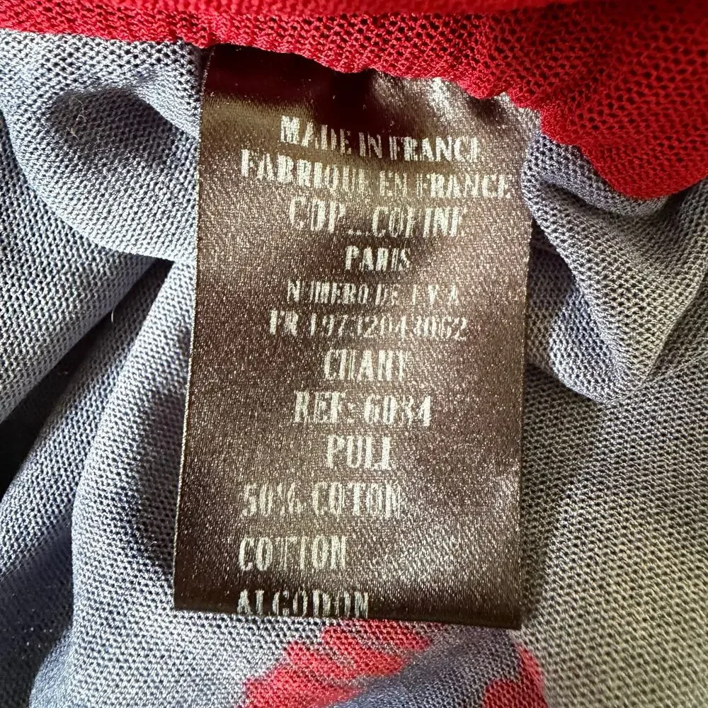 Vintage Cop.Copine Mesh Knit Cutout Top Made in France Black Red Size 1 XS S - Picture 8 of 9